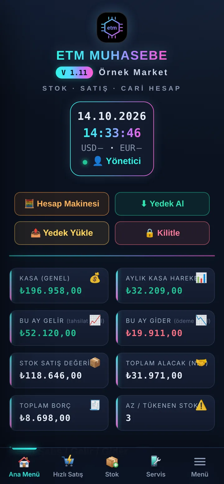 Telefonda ana menü